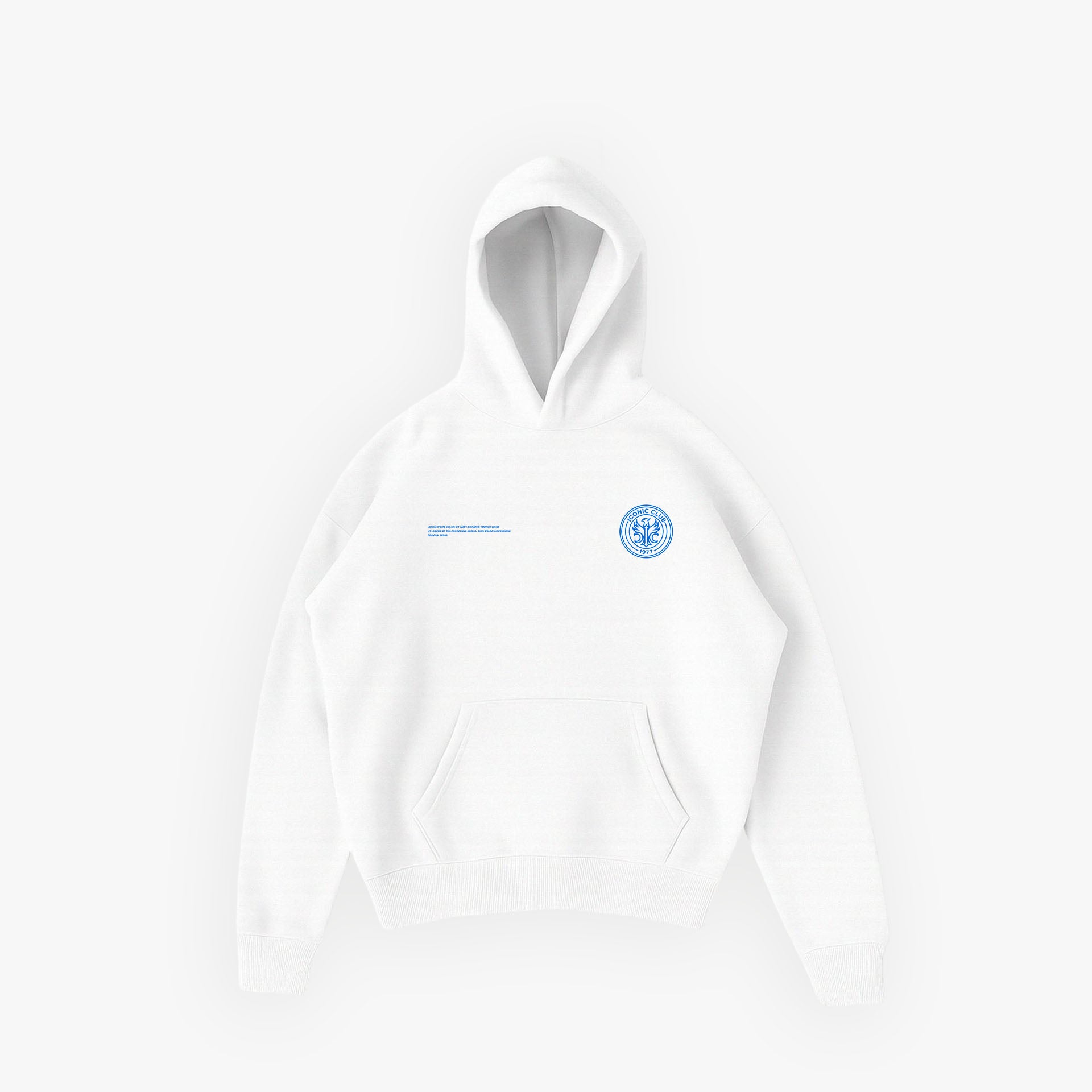 Studios Essentials Hoodie White · Iconic Emblem
