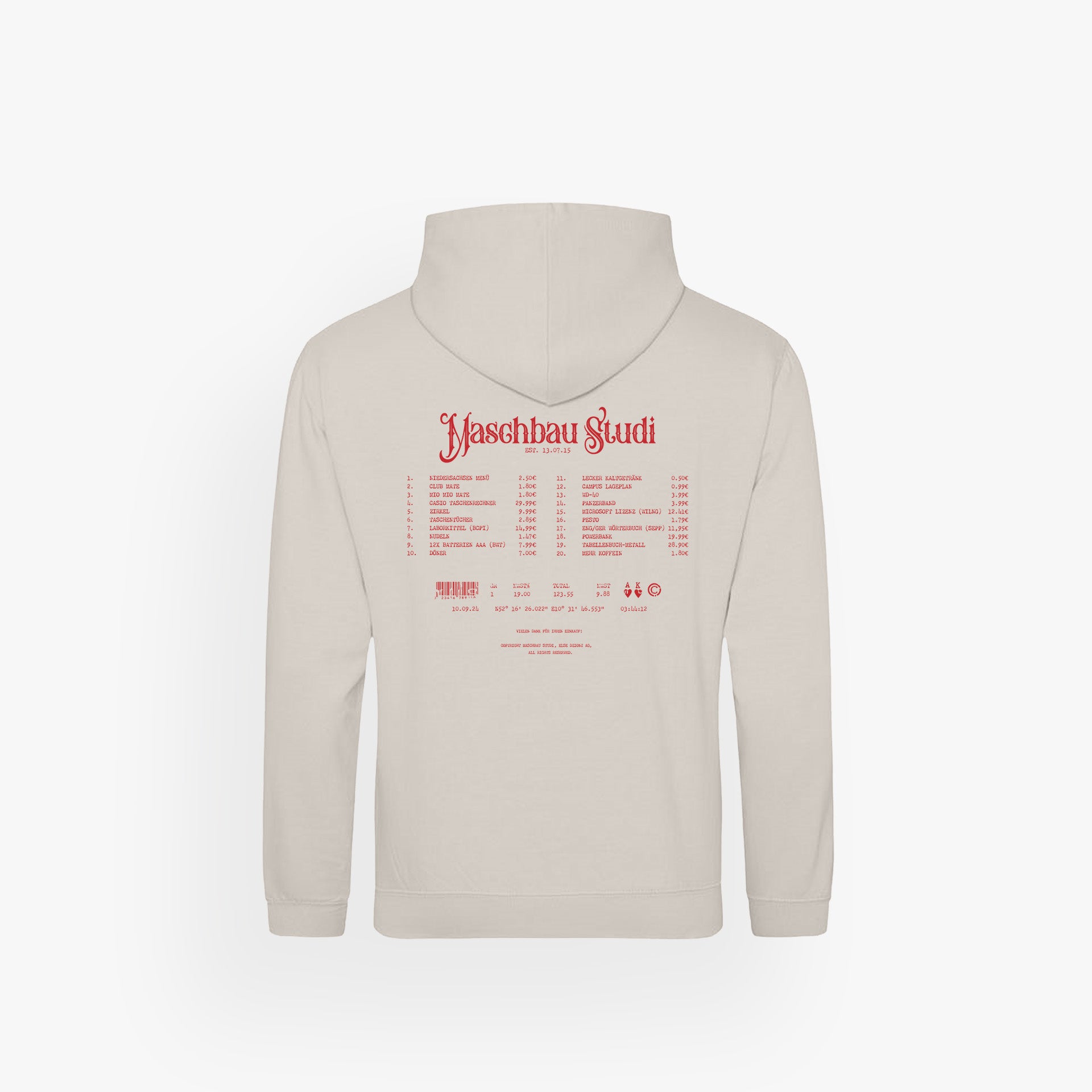 TUBM · Basic Hoodie Natural Stone · Red · 23X182-1